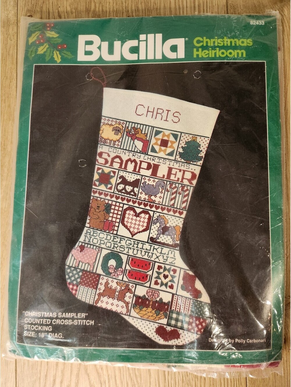 VTG Bucilla Christmas Heirloom Cross Stitch Kit Christmas Stocking Sampler New